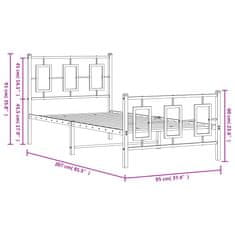 Vidaxl Kovový rám postele s hlavovým a nožním čelem bílý 90 x 200 cm