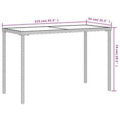 Vidaxl Zahradní stůl se skleněnou deskou hnědý 115x54x74 cm polyratan