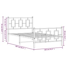 Vidaxl Kovový rám postele s hlavovým a nožním čelem bílý 100 x 200 cm