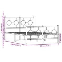 Vidaxl Kovový rám postele s hlavovým a nožním čelem bílý 120 x 190 cm