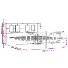 Vidaxl Kovový rám postele s hlavovým a nožním čelem bílý 150 x 200 cm