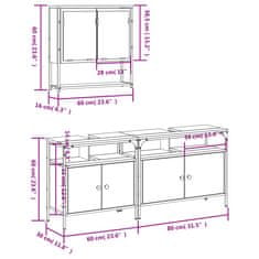 Vidaxl 3dílný set koupelnového nábytku dub sonoma kompozitní dřevo