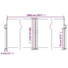 Vidaxl Zatahovací boční markýza tmavě zelená 100 x 1 000 cm