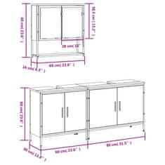 Vidaxl 3dílný set koupelnového nábytku hnědý dub kompozitní dřevo