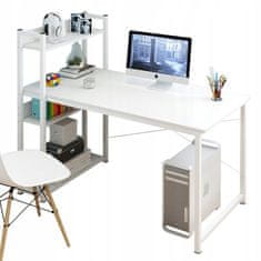 MUVU Pracovní Stůl, Počítačový Stůl, Kancelářský Stůl, Bílý, Stůl Pro Dospívajícího, Psací Stůl S Knihovnou