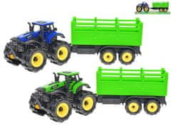 Traktor s vlečkou 28 cm na setrvačník (modrá, zelená)