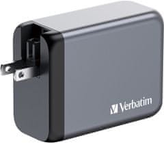 Verbatim cestovní adaptér GNC-200, GaN, 2xUSB-C PD 100W, 1xUSB-C PD 65W, 1xUSB-A QC 3.0, šedá