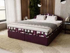 Veneti Manželská postel 140x200 LIZANA 2 s úložným prostorem - fialová / vzor 2