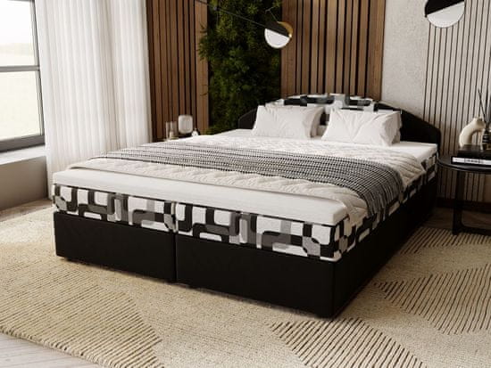 Veneti Manželská postel 140x200 LIZANA 3 s úložným prostorem - černá / vzor 3