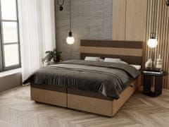 Veneti Manželská postel 180x200 ZOE 3 s úložným prostorem - hnědá / béžová