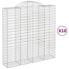 Vidaxl Klenuté gabionové koše 10ks 200x50x200/220cm pozinkované železo