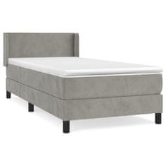 Vidaxl Box spring postel s matrací světle šedá 100x200 cm samet