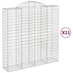 Vidaxl Klenuté gabionové koše 11ks 200x50x200/220cm pozinkované železo