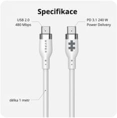 Hyper nabíjecí kabel Silicone USB-C, 240W, 1m, bílá