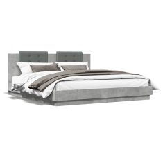 shumee Rám postele s čelem betonově šedý 200 x 200 cm kompozitní dřevo