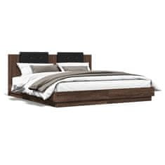 shumee Rám postele s čelem hnědý dub 160 x 200 cm kompozitní dřevo