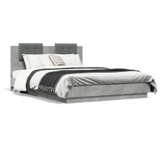 shumee Rám postele s čelem betonově šedý 120 x 200 cm kompozitní dřevo