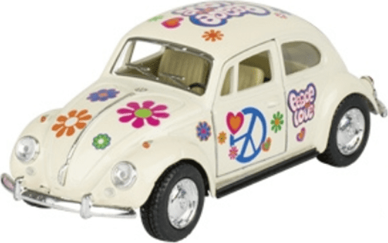 Kinsmart Volkswagen Brouk klasik (1967) na zpětné natažení - bílý