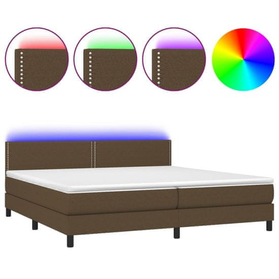 Vidaxl Box spring postel s matrací a LED tmavě hnědá 200x200 cm textil