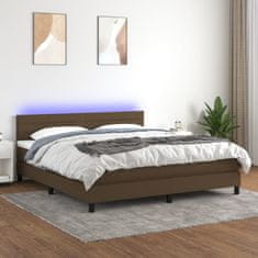 shumee Box spring postel s matrací a LED tmavě hnědá 180x200 cm textil