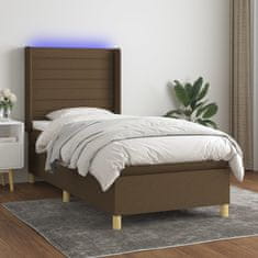 shumee Box spring postel s matrací a LED tmavě hnědá 90x200 cm textil