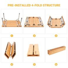 King Camp Kempingový stůl s bambusovou deskou 65 x 50 cm