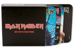 CurePink Set 4 kusů tácků pod sklenice Iron Maiden (10 x 10 cm)