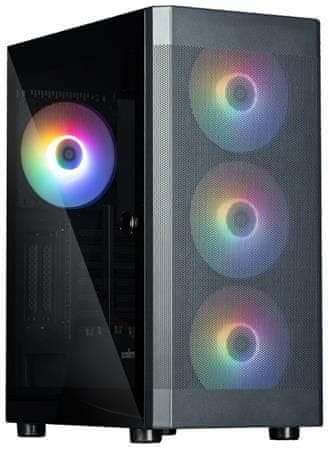 Zalman i4 TG Black Skříň, Middle tower, bez zdroje, ATX, 4× 140mm RGB ventilátor, 1× USB 2.0, 2× USB 3.0, průhledná bočnice,mesh p