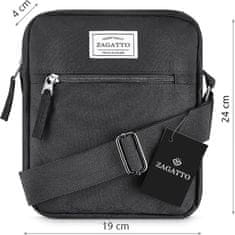 ZAGATTO ZAGATTO Pánský sáček černá, malá sportovní taška přes rameno, nepromokavý materiál, pohodlný nastavitelný ramenní popruh, ideální pro každodenní použití a cestování, 24x19x4 / ZG52