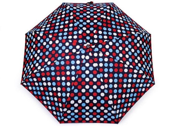 Dámský mini skládací deštník puntík - modrá tmavá
