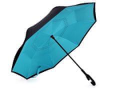 Obrácený deštník dvouvrstvý - modrá tyrkys