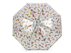 Dámský / dívčí průhledný vystřelovací deštník luční květy - zelená