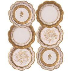 MojeParty Talířky papírové Vintage Porcelan Gold 17 cm 12 ks