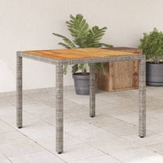shumee Zahradní stůl s akáciovou deskou šedý 90 x 90 x 75 cm polyratan