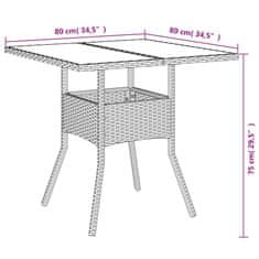 Vidaxl Zahradní stůl se skleněnou deskou béžový 80x80x75 cm polyratan