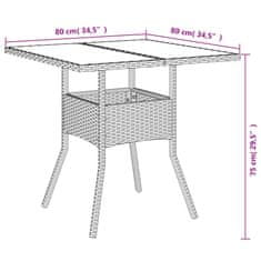 Vidaxl Zahradní stůl se skleněnou deskou černý 80x80x75 cm polyratan