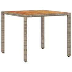 Petromila Zahradní stůl s akáciovou deskou šedý 90 x 90 x 75 cm polyratan