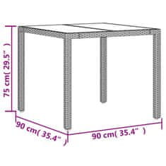 Vidaxl Zahradní stůl se skleněnou deskou béžový 90x90x75 cm polyratan