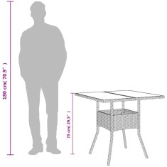 Vidaxl Zahradní stůl se skleněnou deskou černý 80x80x75 cm polyratan