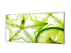 Glasdekor Ochranná deska ovoce karambola a limetka - Ochranná deska: 60x90cm, Lepení na zeď: S lepením na zeď