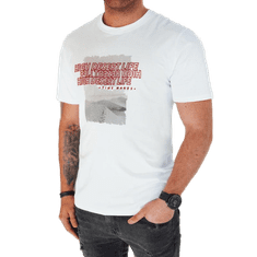 Dstreet Pánské tričko s potiskem MIRA bílé rx5487 XXL
