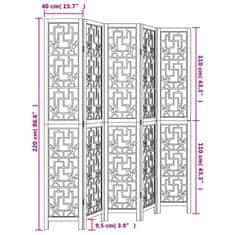 Vidaxl Paraván 5dílný hnědý masivní dřevo pavlovnie