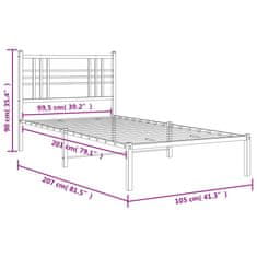 Vidaxl Kovový rám postele s čelem bílý 100 x 200 cm