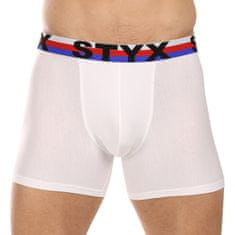 Styx 3PACK pánské boxerky long sportovní guma bílé trikolóra (3U2061) - velikost L