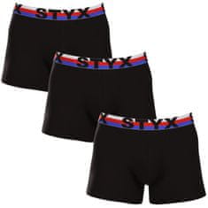 Styx 3PACK pánské boxerky long sportovní guma černé trikolóra (3U1960) - velikost XL