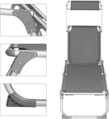 Songmics Zahradní polohovatelné lehátko hliník 55 x 193 cm šedé