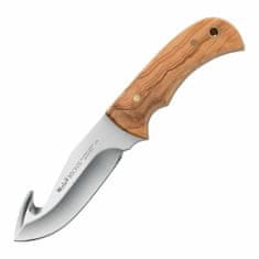 Muela BISON-11.OL lovecký nůž 11,5 cm, vyvrhovací hák, olivové dřevo, kožené pouzdro