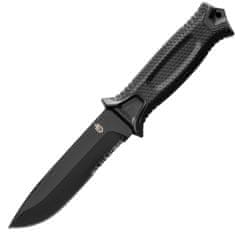 Gerber 31-003648 Strongarm outdoorový nůž 12,7 cm, celočerná, zoubkování, FRN, plastové pouzdro