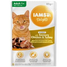 IAMS Kapsička Delights Adult kuře a krůta masem v omáčce 85g