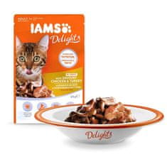 IAMS Kapsička Delights Adult kuře a krůta masem v omáčce 85g